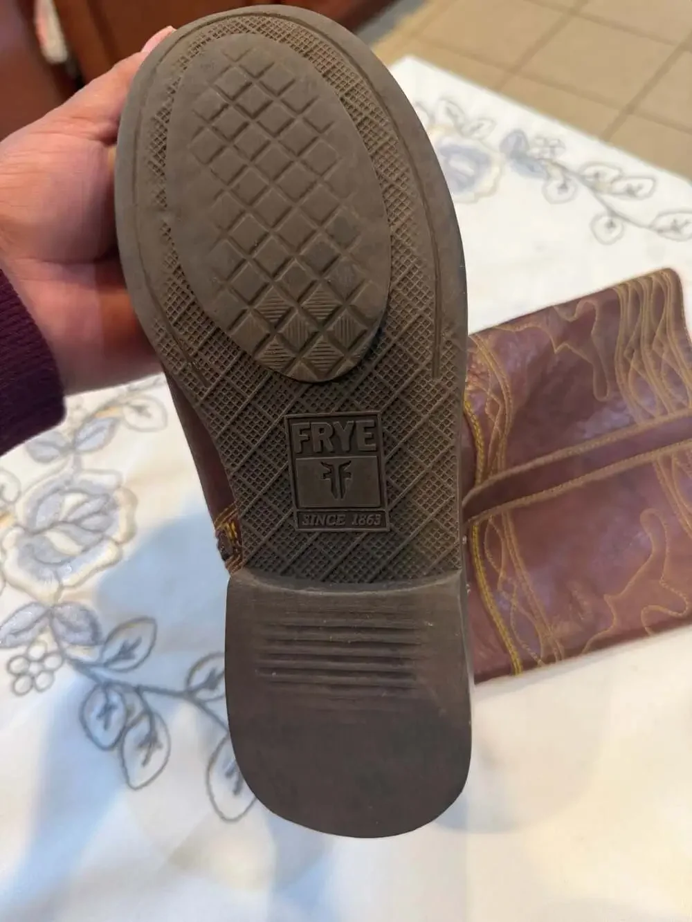 Frye Youth Leather Western Cowboy Boots Brown Size 3.5